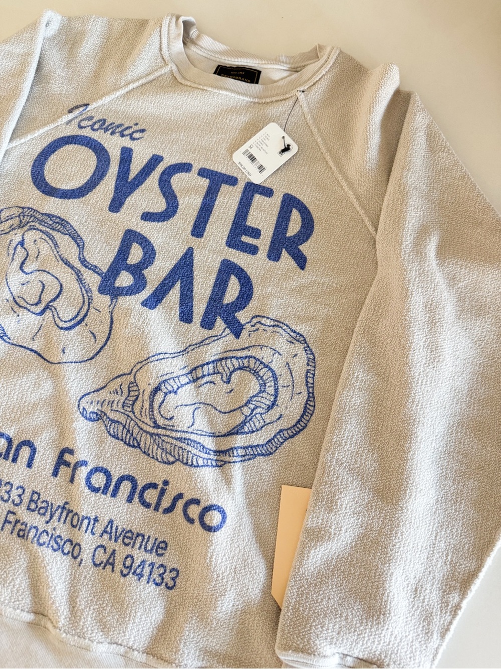 Free People Retro Brand Cream Oyster Pullover Sweatshirt hard to find - Picture 2 of 7